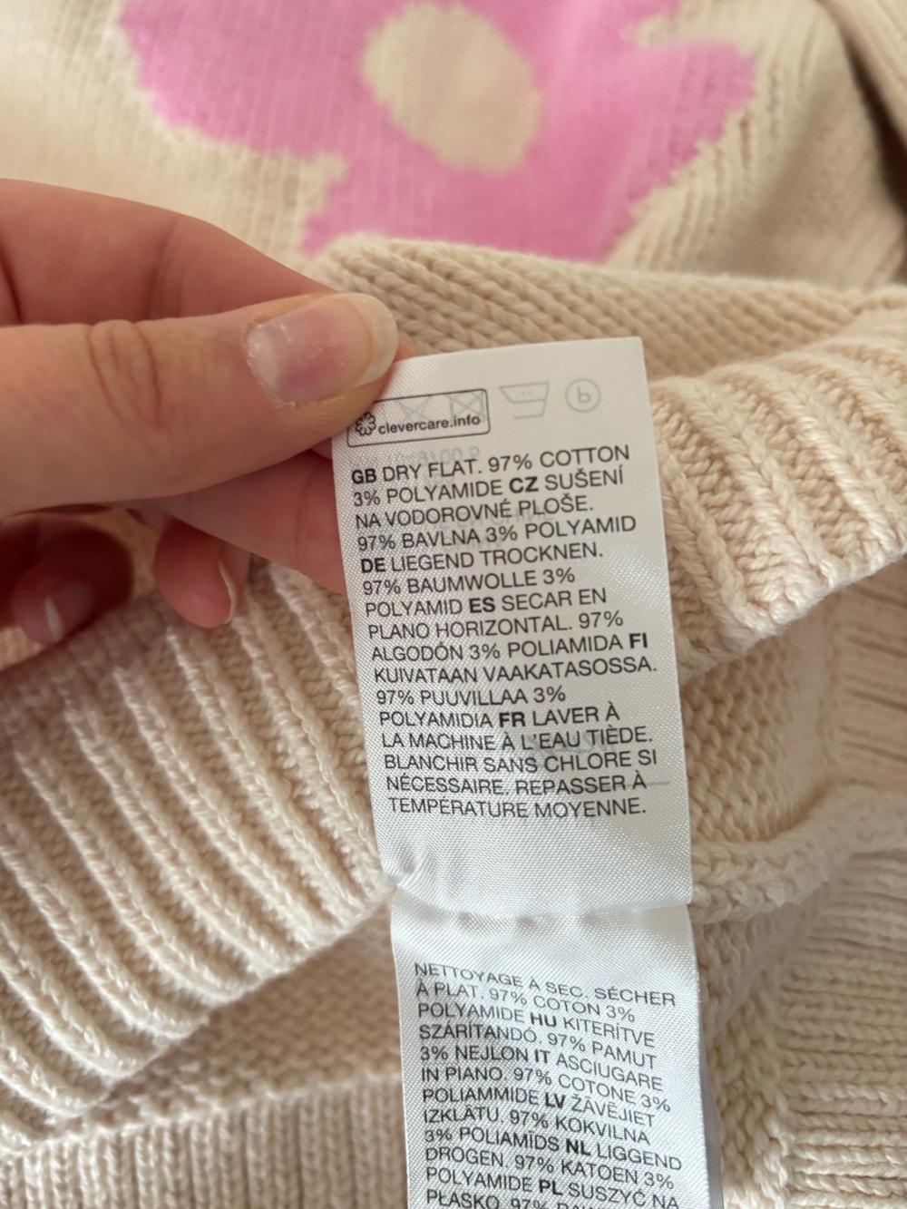 & Other Stories Cotton Cream Crewneck Sweater with Flowers Size Small - Picture 5 of 5